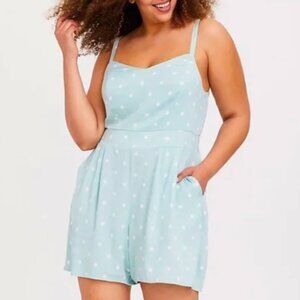 NWT Torrid Challis Romper Blue Polka Dot Size 2X